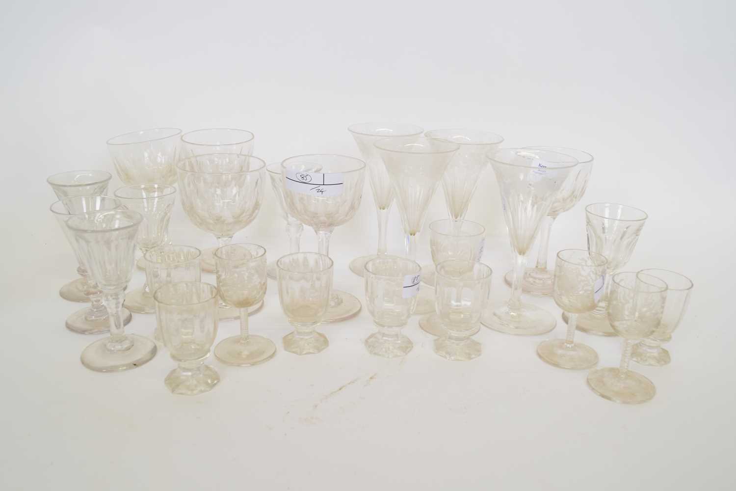 Quantity of Victorian glass wares, small drinking glasses, some with engraved designs (qty) - Image 2 of 2