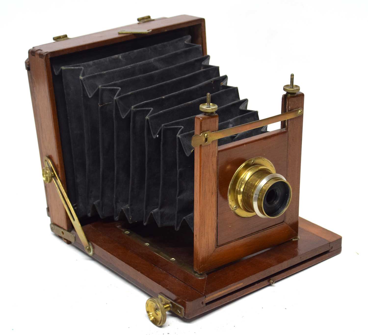 A WOODEN FIELD CAMERA WITH LANCASTER LENS
