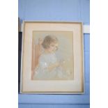 Eileen Chandler (British 20th Century) A portrait of a young girl, watercolour, signed, 12 x 14ins