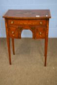 Small late 19th/early 20th century mahogany painted kneehole desk or side cabinet of bow front