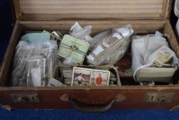 Suitcase containing quantity of postcards, cigarette cards, etc (qty)