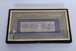 Framed Indian or Persian watercolour of a polo match in ornate gilt frame