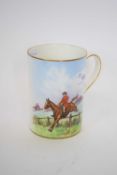 Royal Crown Derby mug with a hunting scene and verse verso entitled 'The Bachelor's Wish', 13cm