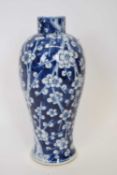 19th century Chinese porcelain vase, the blue ground with prunus and branch decoration, 24cm high
