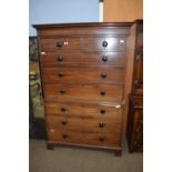 Late Georgian mahogany chest on chest formed in two sections raised on bracket feet, fitted with