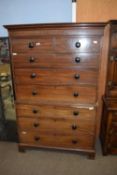 Late Georgian mahogany chest on chest formed in two sections raised on bracket feet, fitted with