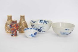 Group of Chinese/Japanese ceramics including two small Satsuma vases decorated with sages, further