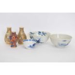 Group of Chinese/Japanese ceramics including two small Satsuma vases decorated with sages, further