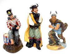 Group of Royal Doulton figures including drummer boy and the Viking and Cavalier (3)