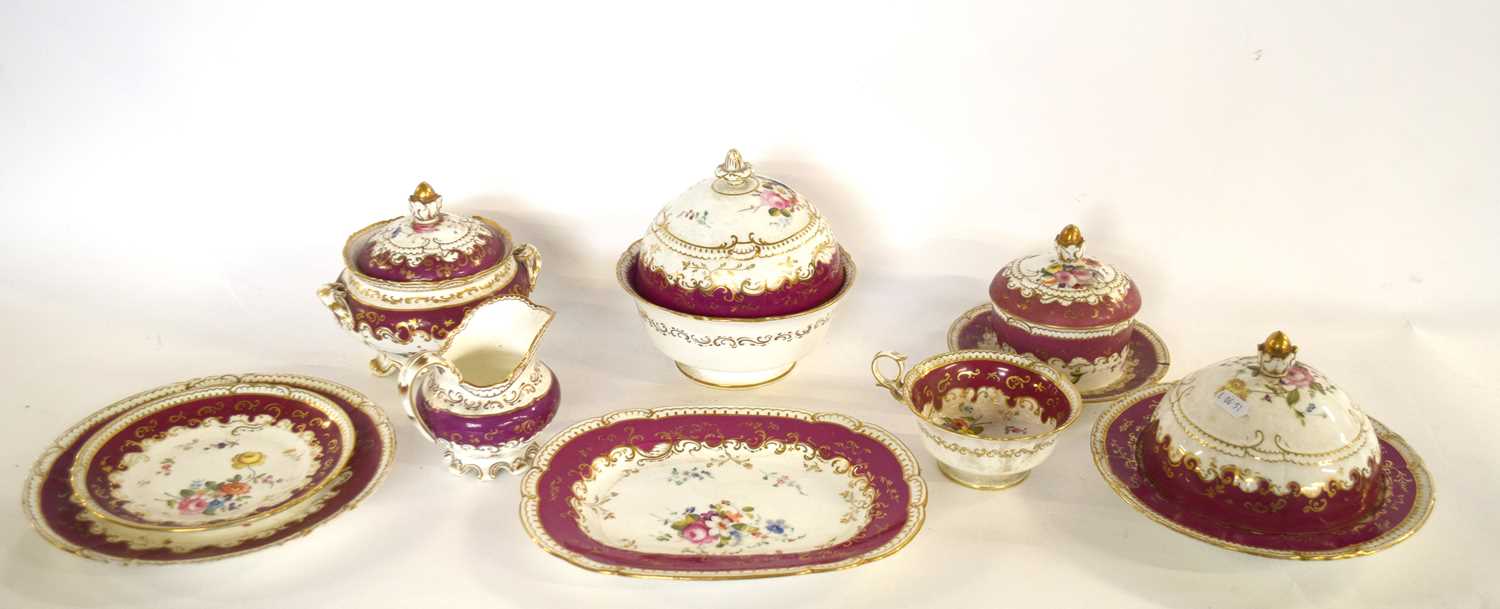 Part 19th century English Coalport porcelain tea set retailed by Mortlocks, Oxford St comprising a