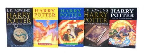 J K Rowling, a collection of Harry Potter books comprising Harry Potter and the Deathly Hallows, 1st