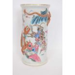 Late 19th century Chinese porcelain vase decorated with warriors with a dragon in relief circling