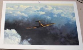 Gerald Coulson 'Evening Flight' coloured print of a Spitfire published by Solomon and Whitehead.