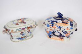 Two 19th century ceramic tureens and covers, a Mason's ironstone example with an Imari design,