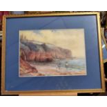 C L Hudson, Beach scene with children together with Emily Stanton, Shipping becalmed, both