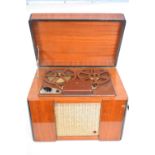 Swedish Soundmirror SM12B combination reel to reel tape player and radio set in a hardwood