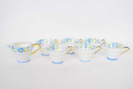 Group of Paragon Art Deco cups and a milk jug in the pattern no 72156 comprising six cups and milk