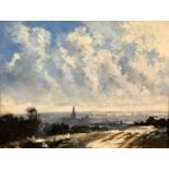 Ian Houston (British, Norwich from Mousehold Heath, oil on board,