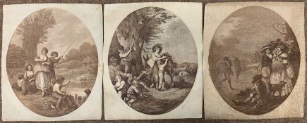 Three oval stipple engravings on paper: Francesco Bartolozzi, RA, (Italian,18th Century) (1) in