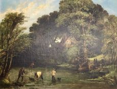 Manner of George Vicat Cole RA (British, 19th Century), River fishing and a second landscape with