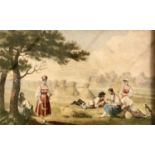 Adolph Besemann (German, 19th Century), A bavarian harvest scene, watercolour, 5x7ins., approx.