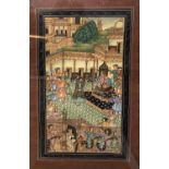 South Asia, 19th Century, Two paintings depicting ceremonial and court scenes, watercolour, framed