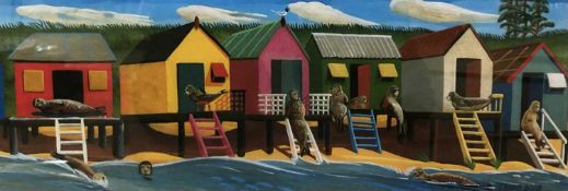 Brian Lewis (Briitish, Contemporary),'Seal Bank Holiday', 2008, limited edition print, signed and
