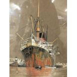 Kenneth. D. Shoesmith (British, 20th Century), A study of an unidentified passenger ship, or ocean