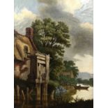 David Hodgson (British, 19th Century) 'New Mills, Norwich, 1863', landscape, oil on canvas,