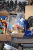 QUANTITY OF VARIOUS TOP TRUMPS CARDS IN PLASTIC CASES TOGETHER WITH QUANTITY OF POSTMAN PAT TOYS AND