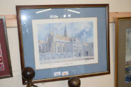 IAN KING, THE GUILDHALL LONDON, COLOURED PRINT, SIGNED, F/G