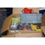 BOX OF BOB THE BUILDER AND POSTMAN PAT TOYS