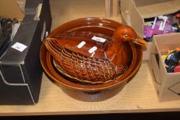 DUCK SHAPED EGG CROCK AND A KITCHEN SERVING DISH