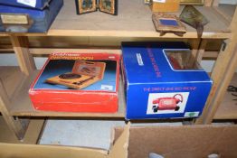 BOXED 'DIRECT LINE' RED PHONE AND A BOXED 'GOLDTRONIC' PHONOGRAPH (2)