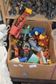 COLLECTION OF VINTAGE TOY TRACTORS AND FARM MACHINERY, PRINCIPALLY PLASTIC