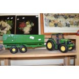 TOY JOHN DEERE TRACTOR AND TRAILER