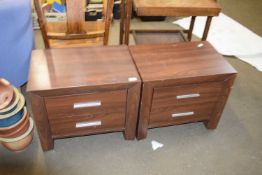 PAIR OF MODERN DARK WOOD FINISH BEDSIDE CABINETS