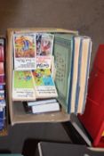 ONE BOX MIXED BOOKS TO INCLUDE TIMES ATLAS OF THE WORLD, ENID BLYTON PAPERBACKS AND OTHERS