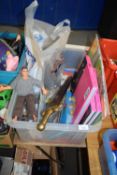 ONE BOX MIXED TOYS TO INCLUDE ACTION MAN, BARBIE, BOOKS, BOARD GAMES ETC