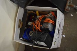 BOX CONTAINING ELECTRIC JIGSAW AND VARIOUS OTHER TOOLS