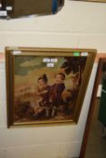 Crosley mosaic depicting Edward VII and brother Prince Albert, framed and glazed,