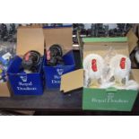 FOUR ROYAL DOULTON BERNARD MATTHEWS MODEL TURKEYS - TWO BLACK AND TWO WHITE, WITH ORIGINAL BOXES