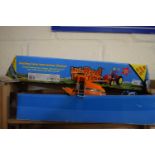 BOX CONTAINING VARIOUS TOY AGRICULTURAL VEHICLES AND OTHER ITEMS