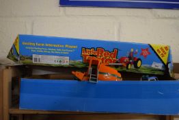 BOX CONTAINING VARIOUS TOY AGRICULTURAL VEHICLES AND OTHER ITEMS