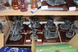 EIGHT MYTH AND MAGIC DRAGON MODELS ON WOODEN PLINTH BASES