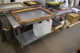 LARGE METAL TWO-TIER KITCHEN PREPARATION TABLE