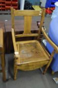 EARLY 20TH CENTURY ASH AND ELM COMMODE CHAIR