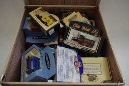 BOX CONTAINING VARIOUS MODERN TOY VEHICLES TO INCLUDE MANY PROMOTIONAL ISSUES, CORGI OLDIES AND