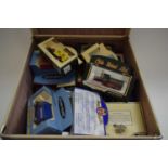 BOX CONTAINING VARIOUS MODERN TOY VEHICLES TO INCLUDE MANY PROMOTIONAL ISSUES, CORGI OLDIES AND