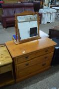 MODERN PINE THREE DRAWER DRESSING CHEST WITH ADJUSTABLE MIRROR BY YOUNGER FURNITURE, 88CM WIDE